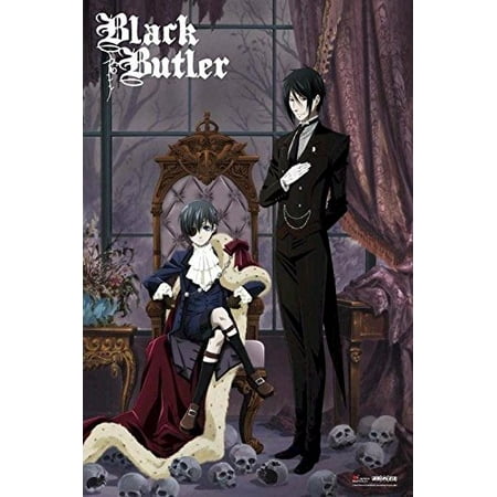 Black Butler Sebastian and Ciel with Skulls 36x24 Anime Art Print Poster Japanese Animated Series