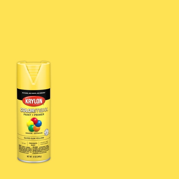 Krylon COLORmaxx Spray Paint   Primer, Gloss, Sun Yellow, 12 oz