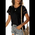 thumbnail image 2 of Camisetas de Corta con Encaje para Mujer, Blusas de Verano, Camisetas Informales Holgadas. Negro XXL, 2 of 5