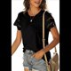 thumbnail image 2 of Camisetas de Corta con Encaje para Mujer, Blusas de Verano, Camisetas Informales Holgadas. Negro S, 2 of 5