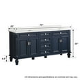 thumbnail image 4 of ANGELES HOME 72" Bathroom Vanity with Double Sinks, Solid Wood Bathroom Makeup Cabinet W/ 4 Doors and 4 Drawers, Bathroom Vanity Storage Organizer with Carrara White Quartz Countertop, Navy Blue, 4 of 14
