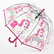 1pc New Colorful Princess Umbrella With Bag Edge Cute Transparent Plastic Printed Unicorn Umbrella