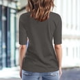 thumbnail image 5 of Sillenn Basic T Shirts Half Sleeve Tee Shirts V Neck Mid Arm Length Shirts Women Tight Casual Basic Tees Basic Layering Top Casual Fitted Tee Round Neck Fitted Top Cute Summer Shirts Grey M, 5 of 7