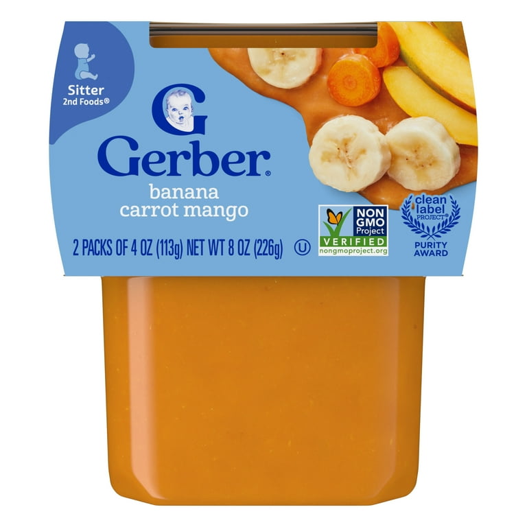 Gerber Banana Carrot Mango Baby Food Puree Tubs oz Stage 2PK