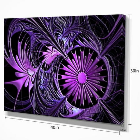 - Design Art Embossed Purple Floral Shapes Large Floral Graphic Art on Wrapped Canvas