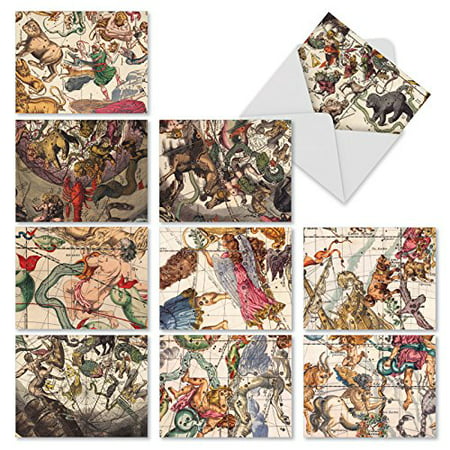 'M2340OCB SKY SIGNS' 10 Assorted All Occasions Cards Featuring Fantastical Beasts and Mythological Creatures Based on Astrological Signs with Envelopes by The Best Card