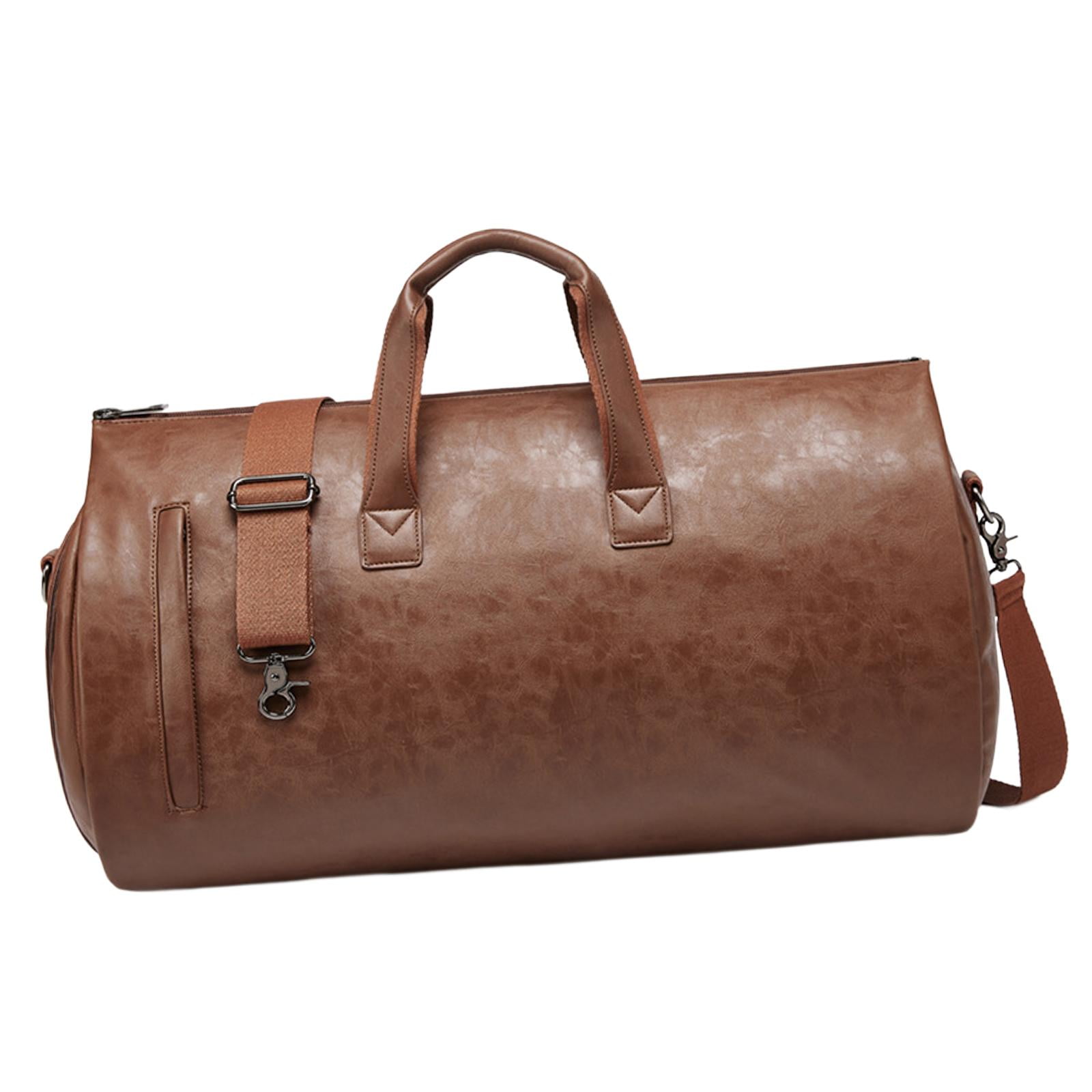 Leather Duffle Bag Business Travel Bag for Men Women Portable Waterproof Carry on Bag Luggage Bag with Shoes Compartment for Holiday Camping Brown Walmart