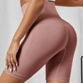 thumbnail image 3 of Summer Fashion Yoga Leggings Shorts for Womens Plus Size Solid Color High Waisted Hip Elastic Fitness And Sports Tight And Nude Yoga Shorts, 3 of 4