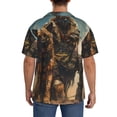 thumbnail image 3 of Balery desert Man Shepherd Dog Camisa Casual de Manga Corta con Botones para Hombre, Texturizada, Estilo Cubano, para Playa, Verano-Large, 3 of 5