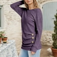 thumbnail image 6 of Gyexs Tunic Sweaters for Women Long Sleeve Lightweight Ribbed Knit Button Down Shirts Fall Casual Work Outfits Purple, Size XXL, 6 of 8