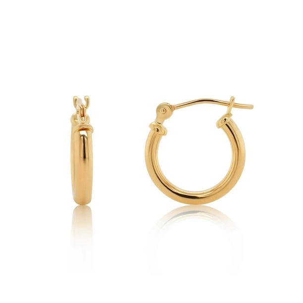 Kezef 14K Yellow Gold Polished Small 2mm Hoop Earrings for Women