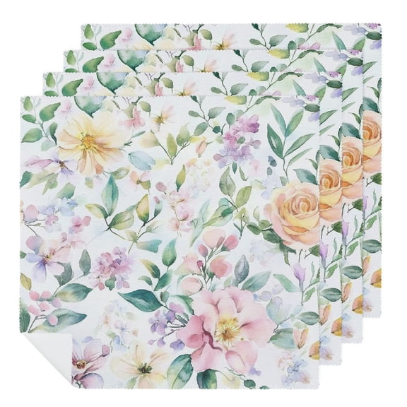 Qinduosi Floral Cloth Napkins Dinner Napkins Tea Party Napkins for Kitchen Party Wedding Restaurant Indoor Outdoor Spring Summer 2 PCS