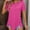 Hot Pink, variant on Summer New Women'S Women'S Round Neck Top Short Sleeve Button Up T-Shirt Summer Fridays Travel Essentials