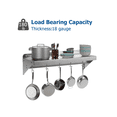 thumbnail image 3 of Bingirl Stainless Steel Wall Mount Shelf 12 X 24 Inch. NSF Certified Shelf With 5 Hooks. 180 Lb Load Capacity Floating Shelf Kitchen Storage Racks Commercial Shelves For Restaurant. Hotel And Garage, 3 of 7