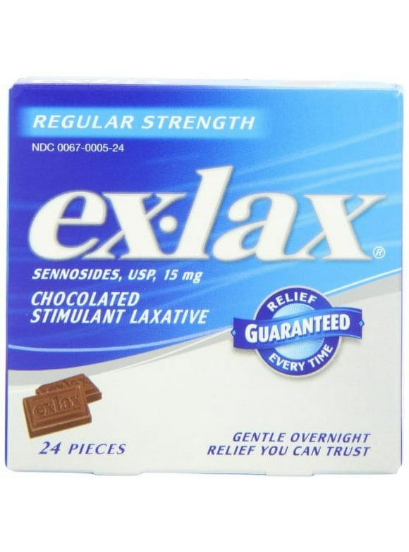 Ex-lax Regular Strength Chocolated Stimulant Laxative Constipation Relief Pills for Occasional Constipation, Chocolate Laxatives - 24 count