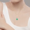 thumbnail image 4 of 10k Yellow Gold Genuine Pear-Shape Emerald and Diamond Halo Teardrop Pendant Necklace, 4 of 5