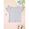 thumbnail image 6 of Zaldita Kids Girls Solid Color Basic T-shirts Cotton Round Neck Short Sleeve Blouse Tee Tops Grey 2-3, 6 of 7