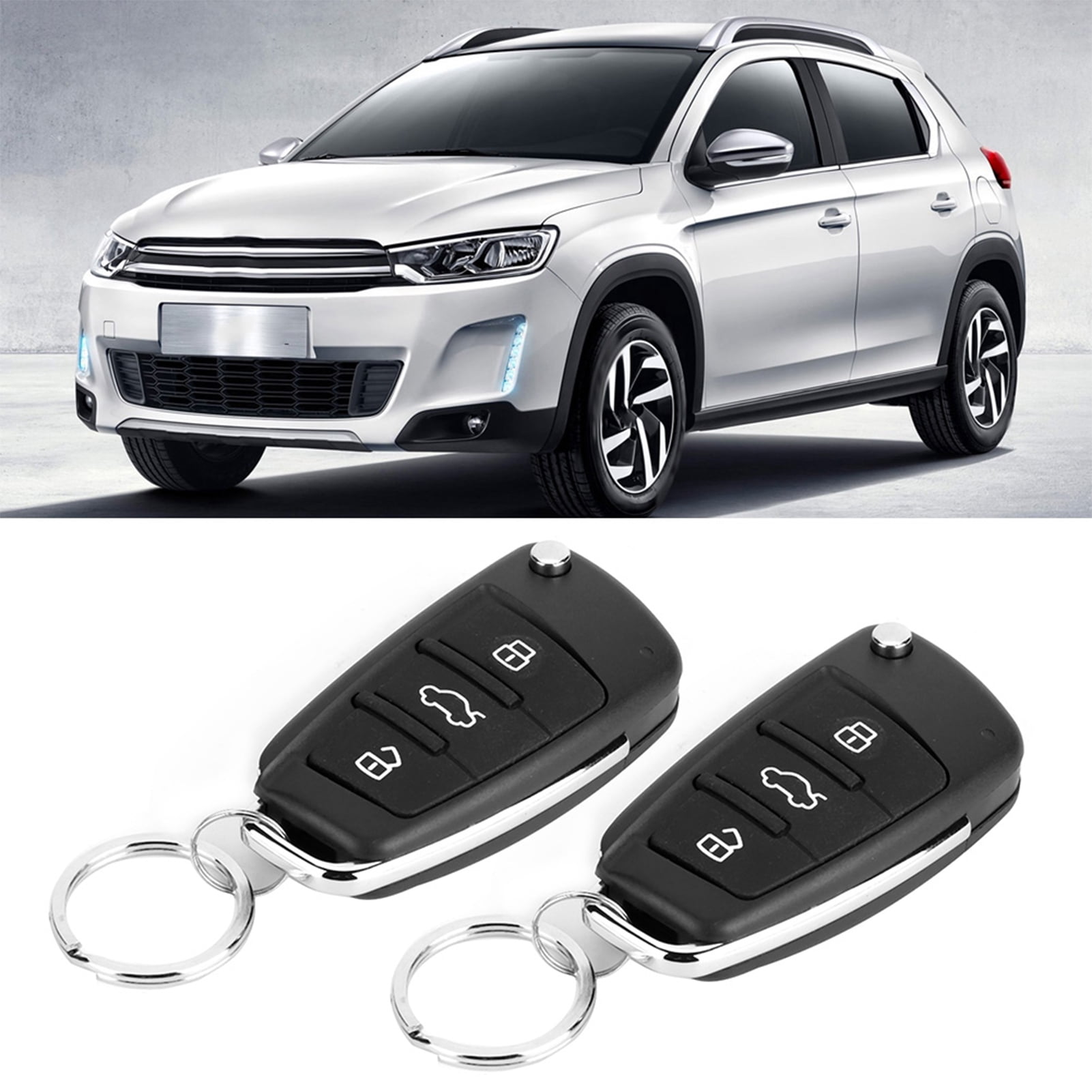 3-Button Universal Car Alarm System with Keyless Central Lock and Remote Control, Black Rarida