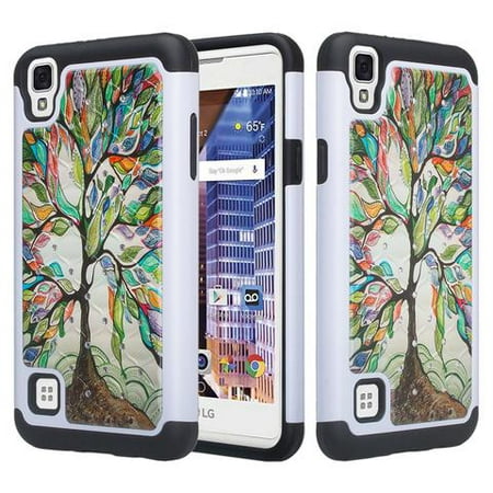 Volt Case - LG Tribute HD Case | Volt 3 Case | X Style Case, Hard PC with Soft Rubber Heavy Duty Dual Layer Hybrid Armor Bling Diamond Defender Protective Cover for LG Tribute HD - Vibrant Tree