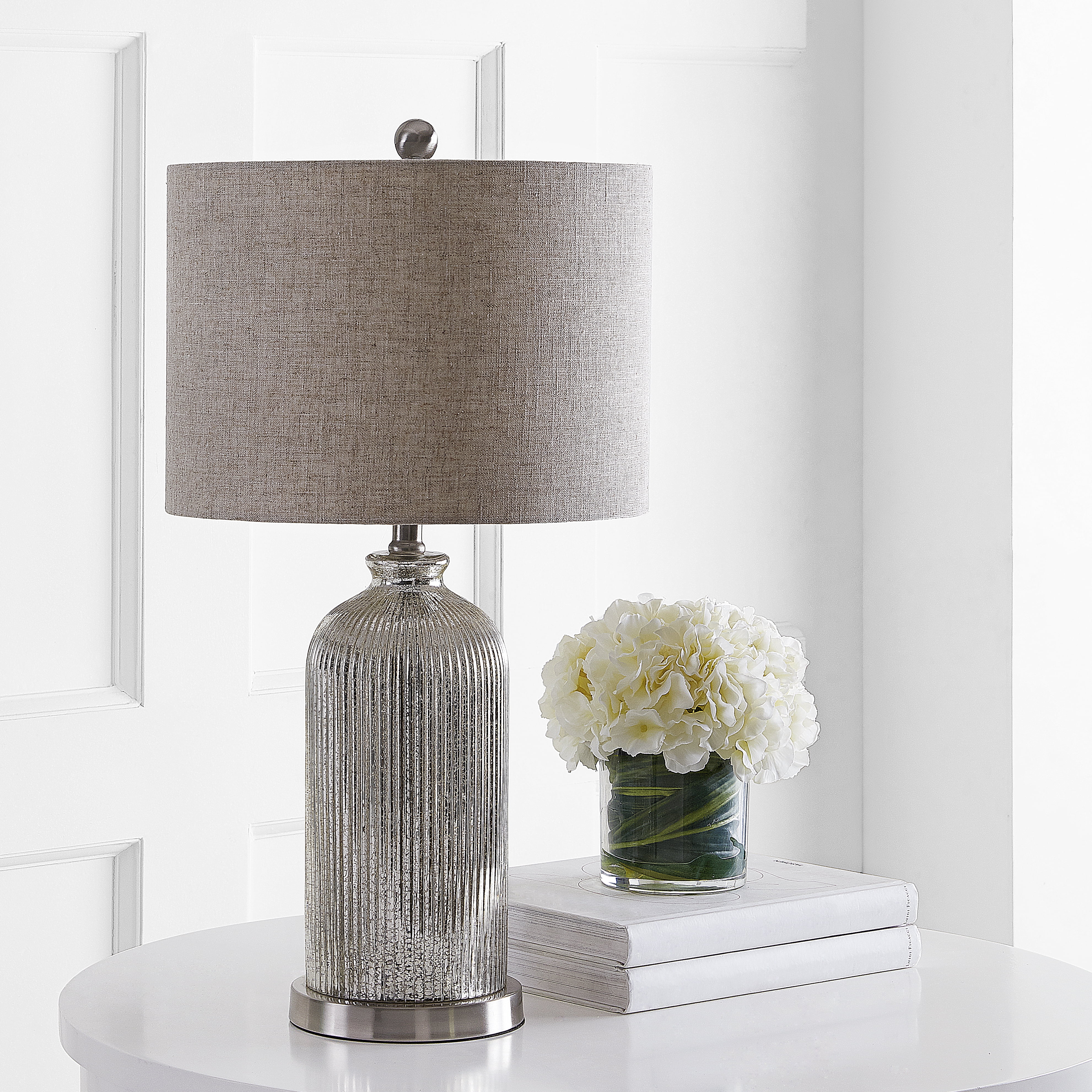 SAFAVIEH Ashson Rustic 26 in. H Table Lamp, Silver/Ivory