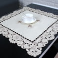 thumbnail image 2 of Bgsha White Embroidered Lace Table Cloth Floral Tablecloth Wedding Party Satin Fabric, 2 of 7