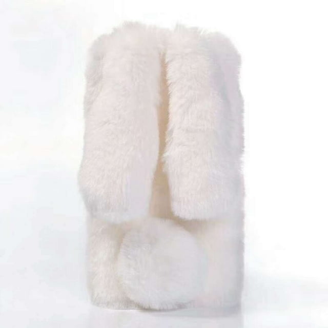Rabbit Case For LG Stylo 6, Cute Rabbit Ears Soft Faux Fur Fluffy Flexible TPU Girl Protective Fur Case-SinKeeU