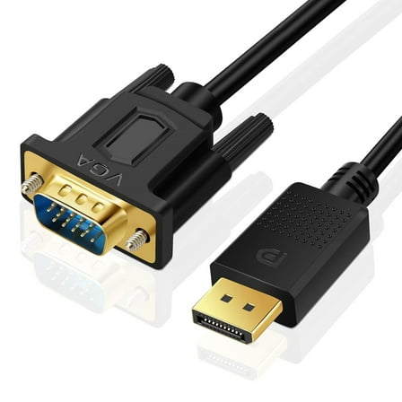 DisplayPort to VGA Cable 6ft, Display Port DP to VGA 1080P@60Hz Adapter Converter Male to Male Braided Cord for Monitor Desktop Laptop Projector HDTV