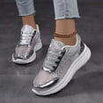 thumbnail image 2 of Womens Shoes,Casual Sneakers Unique Sequined Flat Overseas European Style Comfort Walking Everyday Wear Lightweight Fashion Footwear,Shoes for Women,Silver,8, 2 of 9