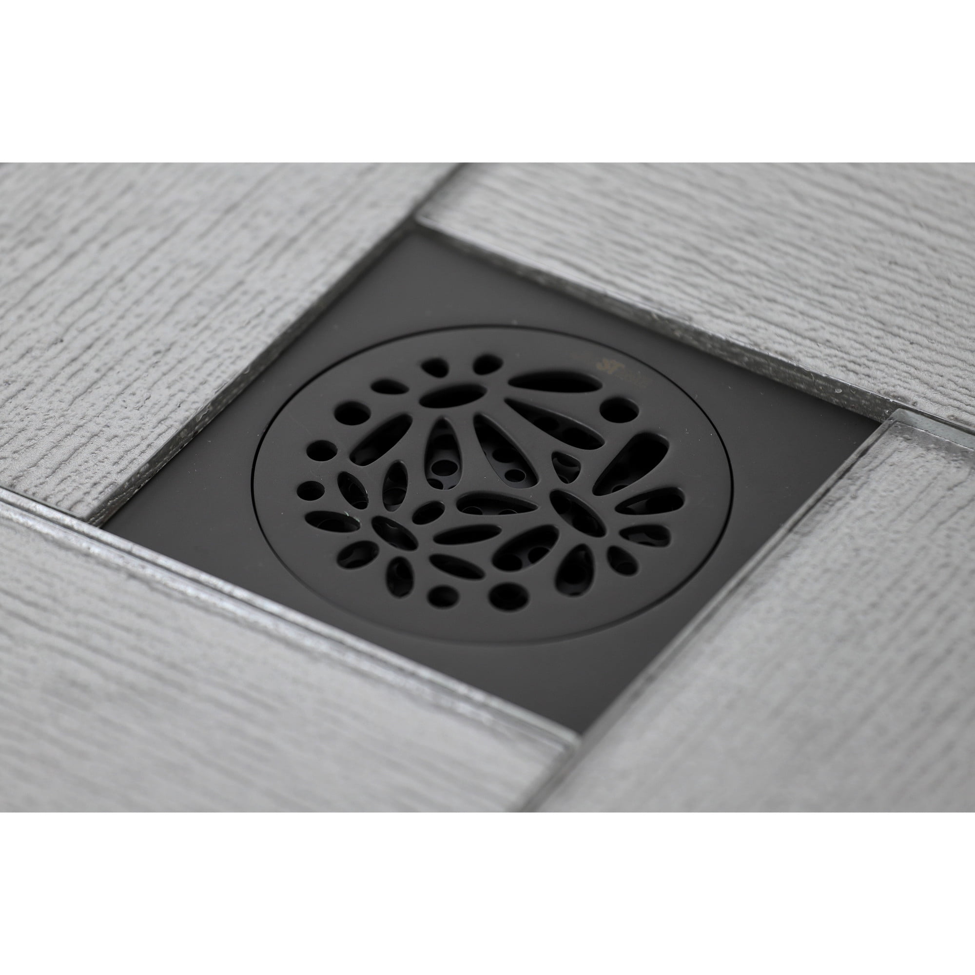 Kingston Brass BSF6360ORB Watercourse Floral 4-Inch Brass Square Grid Shower Drain with Hair Strainer in Oil Rubbed Bronze