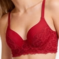 thumbnail image 2 of WDDDD Women's Elegant Lace Underwire Push Up Bra Red 85C, 2 of 4