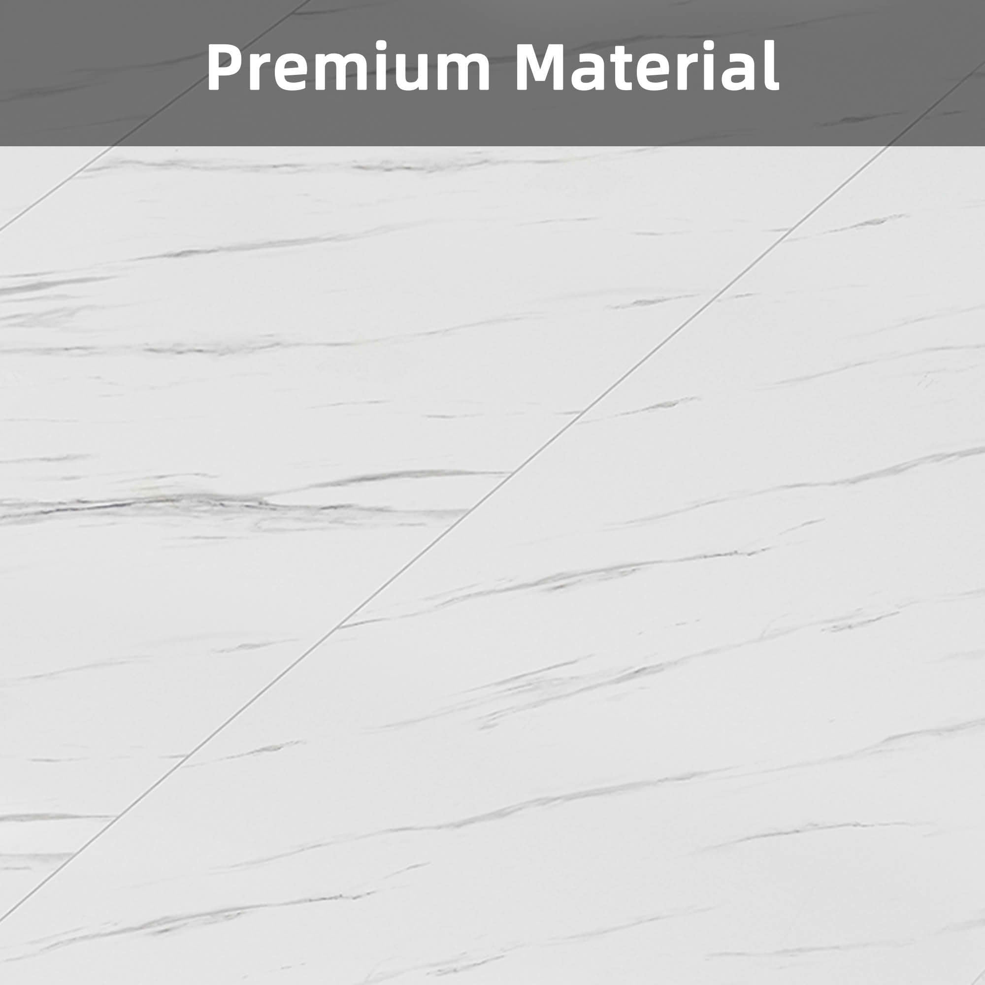 MAYEERTY 63" Faux Marble Gold Metal Dining Table, Modern Elegant Kitchen Table