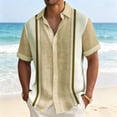 thumbnail image 3 of Uwinwear Men's Vintage Bowling Shirt Short Sleeve Button Down Summer Beach Shirts Hawaiian Vacation Lightweight Tops Breathable Casual Wear,Khaki,L, 3 of 4