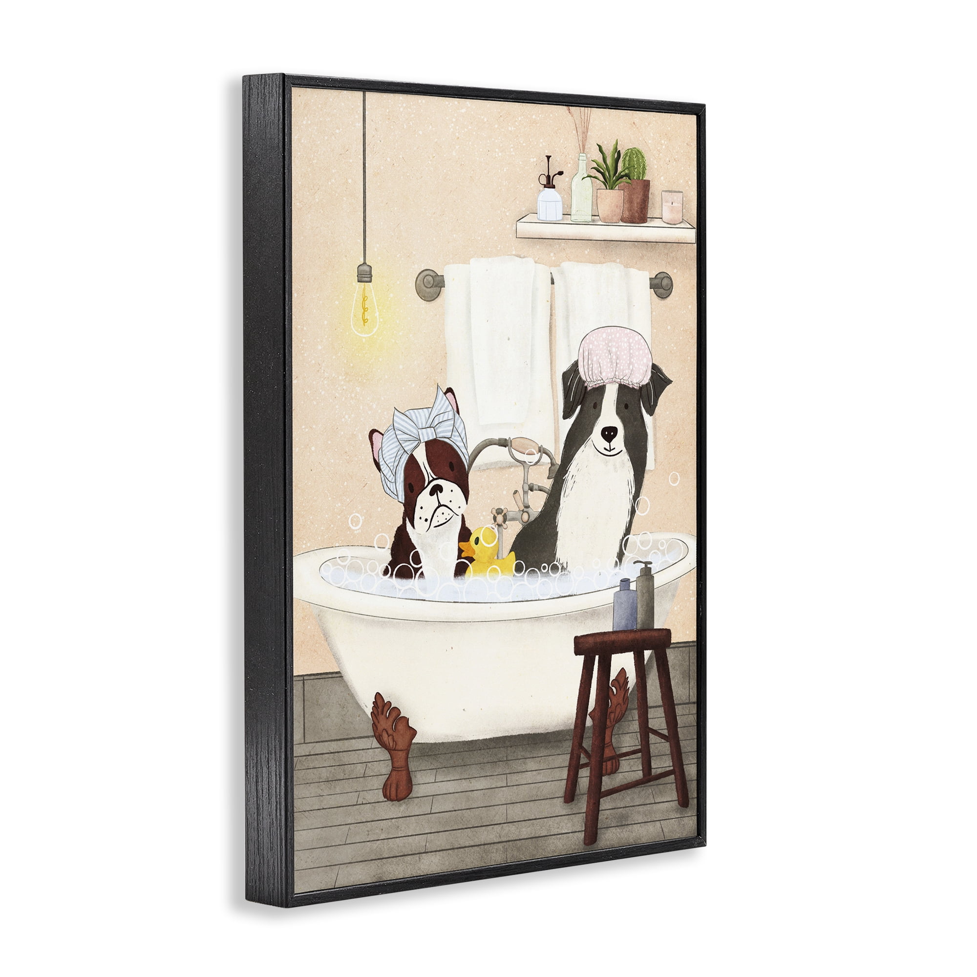 Stupell Industries Doggie Bath Time Typography Painting Black Framed Art Print Wall Art, 16 x 24