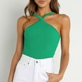 thumbnail image 2 of Summer Tops for Women Business Casual Shirts Women Top Clothes Top plus Size Sports Ladies Fashion Sexy Casual Solid Color Vest With Thread Strap Green L, 2 of 5