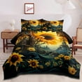 thumbnail image 3 of OMELA Floral Full Comforter Set,3 Pcs Chic Vintage Floral Bedding Set Abstract Castle Sunflower Comforter Set for Women Adult All Season, 3 of 10