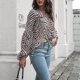 thumbnail image 5 of Blusa Cuello en V Cordón Puff Manga larga Estampado a rayas Tops casuales de moda para mujer Rayas marrones XL, 5 of 7