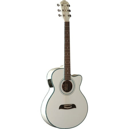 Oscar Schmidt Acoustic/Electric Guitar, Spruce Top, WT92 Preamp, White,