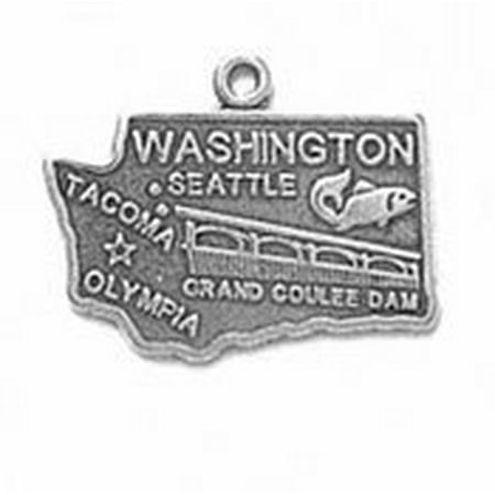 Sterling Silver Washington Redskins Charm - Sterling Silver Washington State Charm with Split Ring