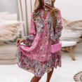 thumbnail image 3 of Women Long Sleeve Sundress Casual Summer Mini Dress Floral Print Tunic DressesXL, 3 of 5