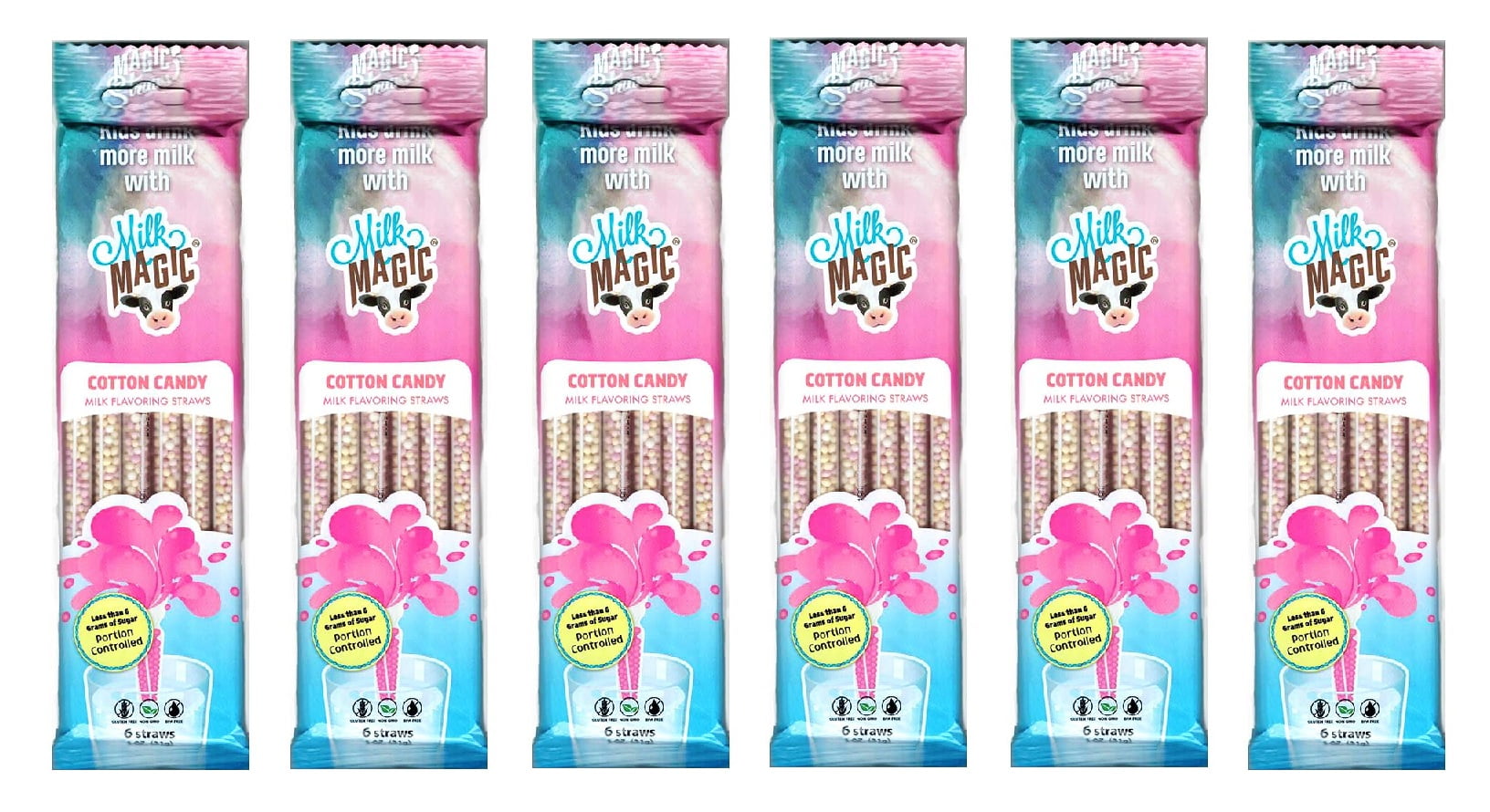 Milk Magic Milk Flavoring Magic Straws Assorted Flavors 6 Pack (Cotton