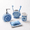 Blue, variant on Yellow 4 Piece Ceramic Seashell Starfish Bathroom Accessory Set with Soap Dispenser
