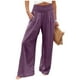 thumbnail image 2 of Pantalones cómodos y fluidos de lino con pierna ancha para mujer: cintura alta, palazzo holgado, pantalones de playa con bolsillos, color liso, estilo informal y elegante, 2 of 7