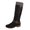 Black, variant on Retro Knee High Boots for Women Knitted Cuff Side Zipper Buckle Strap Tall Booties Jeans Music Concerts Fall Winter Fashion Casual Shoes Size 6‑9.5