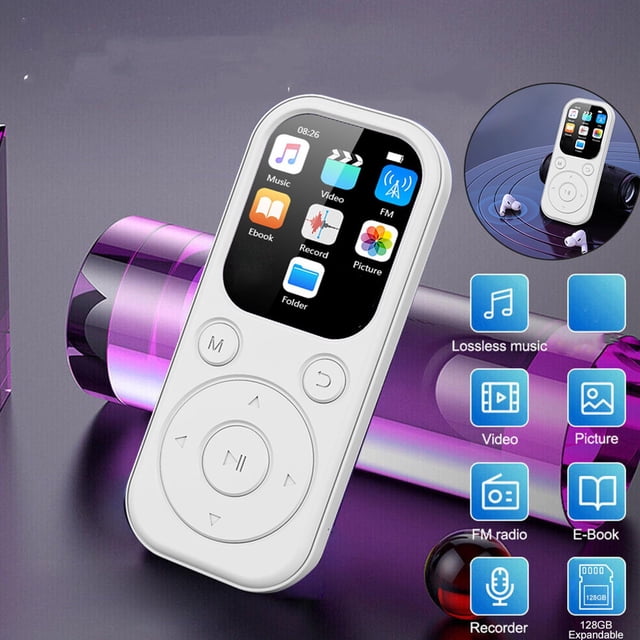 Lecteur MP3 avec Bt, Écran 2.01 Po Lecteur de Musique Portable Haut-Parleur HiFi Enregistreur Vocal pour Exercice, Course, Jogging, Voyage et Randonnée