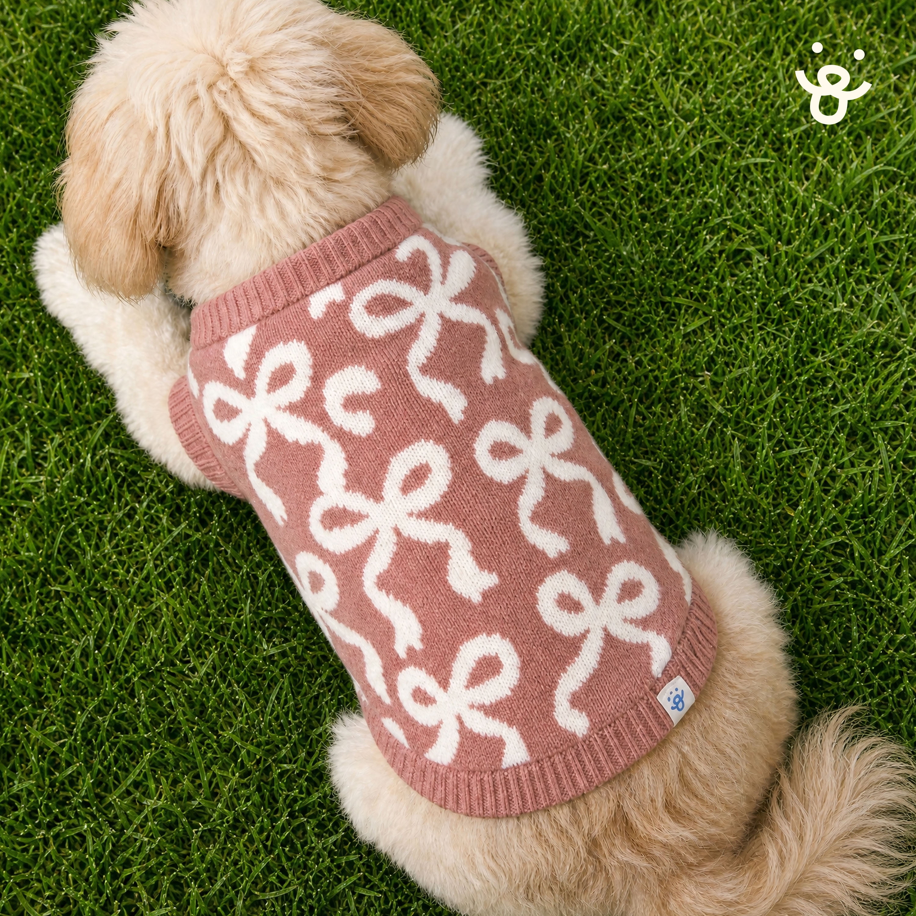Oodles Bow Jacquard Fall Dog Sweater, Red, XL