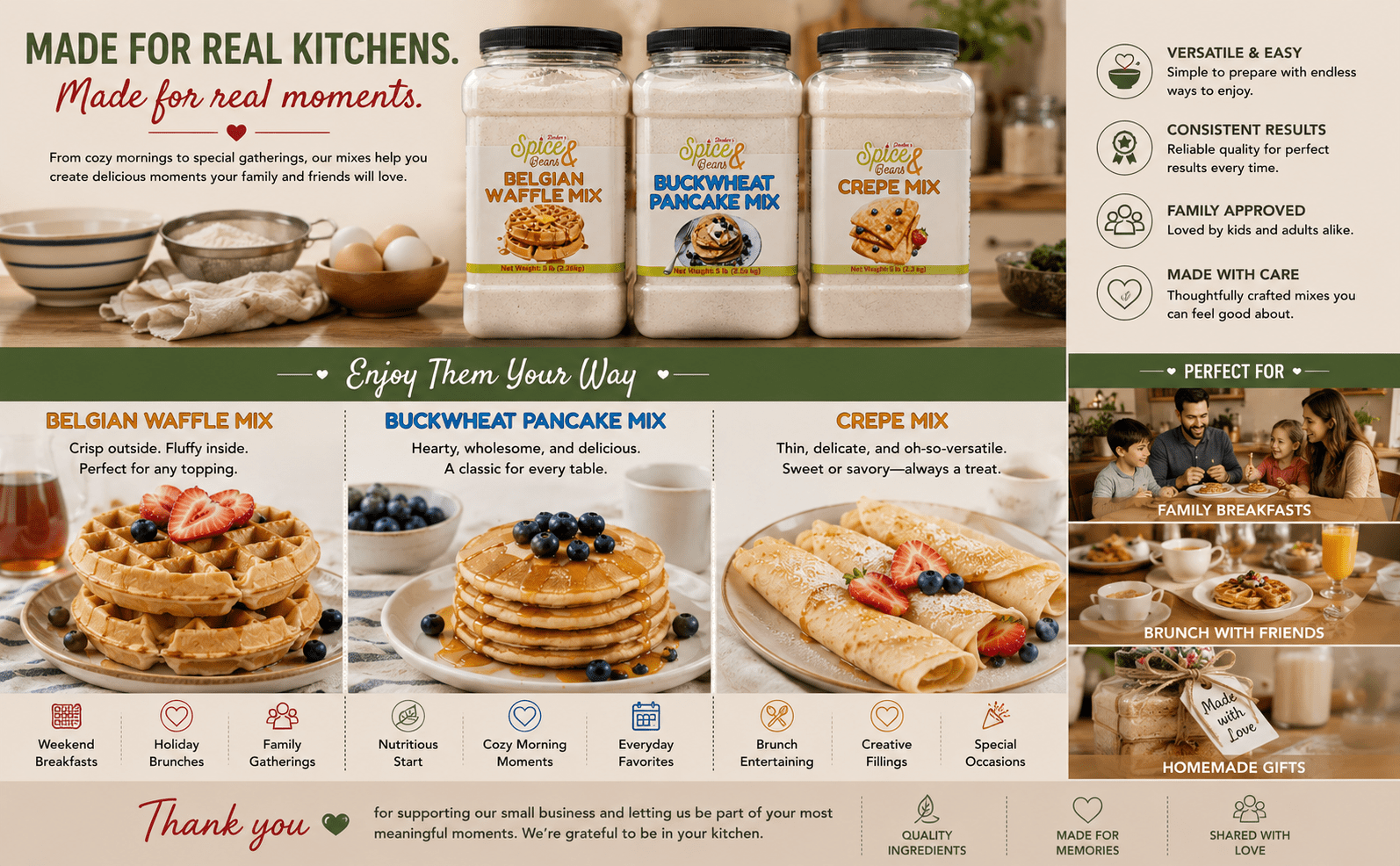 Buckwheat Pancake Mix | Earthy and Nutty Flavor | By Dasher's Spice & Beans | 5 lb.