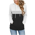 thumbnail image 2 of Yievot Color Block Hoodies for Women Drawstring Long Sleeve Hooded Sweatshirts Casual Pullover Tops with Pocket, 2 of 5