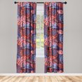 thumbnail image 3 of Ambesonne Tropical Curtains, Overlapped Flamingo Flower, Pair of 28"x63", Maroon Dark Pink and Quartz, 3 of 5