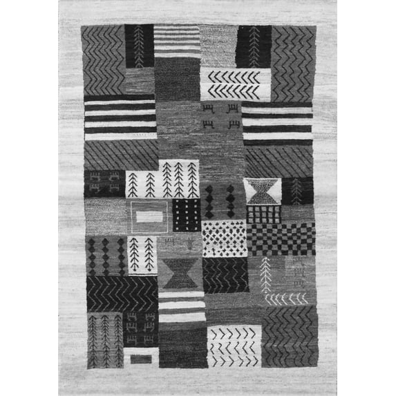 Ahgly Company Indoor Rectangle Abstract Gray Contemporary Area Rugs, 2' x 4'