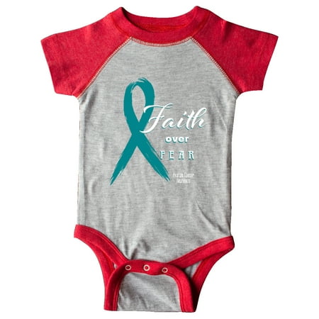 

Inktastic Faith Over Fear Ovarian Cancer Awareness with Teal Ribbon Gift Baby Boy or Baby Girl Bodysuit